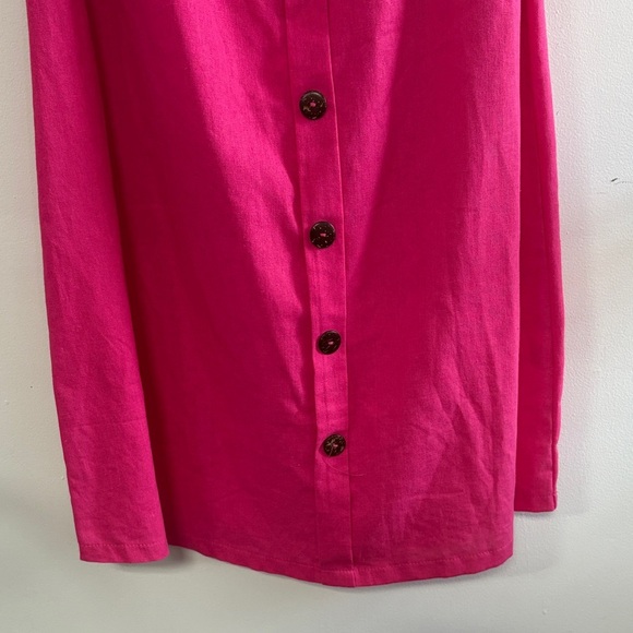 Chic Fuchsia Ruffle Midi Dress - Picture 3 of 4